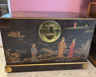 Chinese Lacquered Figural Chest / Trunk, 29"W x 19"H X 18"D was $295, NOW $`195
