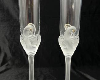 Set of 6, Jean-Claude (France) Swan crystal champagne glasses, was $275, NOW $195