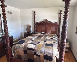 Beautifully Carved Queen 4 poster bed, was $999, NOW $775