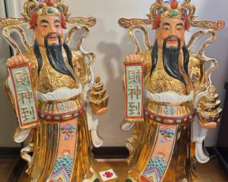Vtg Chinese Prosperity God Sanxing Lu Statue Porcelain, 2 available, 21"W x 44"H, was $150 each, NOW $100 each