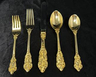 12 Place Settings of F. B. Rogers gold plated flatware, "Grand Antique" was $275, NOW $175