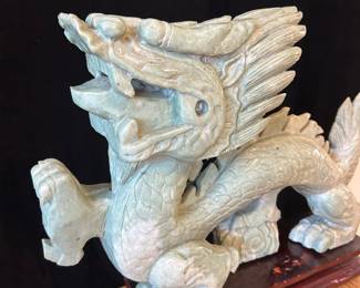 (close up) PAIR Jade Stone Dragons