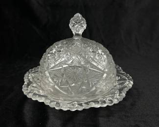 Vintage Sawtooth Cut Glass Butter Dish, was $10, NOW $7