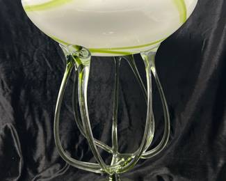 Josefina Krosno Art Glass Bowl Poland, 11" x 14H", $40