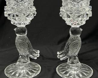 Pair of Vtg Hofbauer Byrdes Crystal Candle Holders, 7"H, was $34, NOW $25