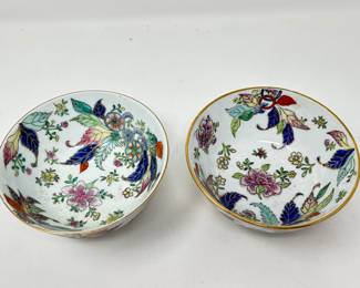 Additional view of Chinese Famille Rose Psuedo tobacco leaf bowls ~