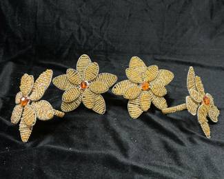 Set of 4, Gold Beaded Flower Napkin Rings, was $10, NOW $7
