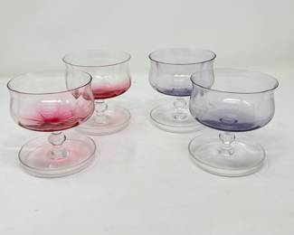 Set of 4, Purple/Pink Sherbet Glasses w/spoon rest on bottom, 4"x 4", was $24, NOW $12