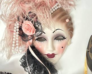 Vintage Lady Face Mask with Pearls/Pink & White plumes/black lace, was $38, NOW $28