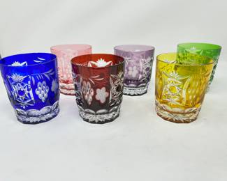 Set of 6 Ajka Marsala Crystal Cut Double Old Fashion Glasses, $175