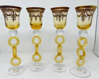 Set of 4 Arte Italica Vetro Gold on Gold Wine Goblets, $395