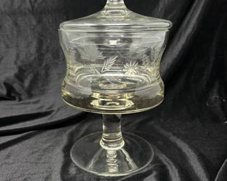 Vintage Etched Floral Covered Compote Dish, 7"W x 11"H, was $24, NOW $17
