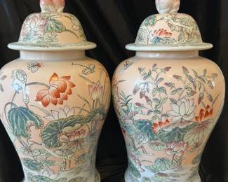 Large Water Lily Ginger Jar, 2 available, 13"W x 20"H, was $125 each, NOW $78 each
