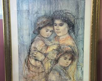 Large Hibel framed print, "Solveig and her children" 42"W x 52"H, was $140, NOW $88
