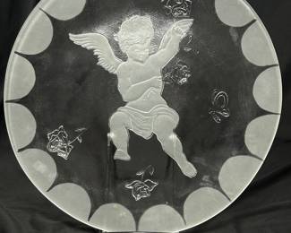 Set of 6, Vintage L.E. Smith Glass Platter, 15", was $60, NOW $44