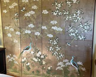 Stunning hand painted, signed Robert Crowder, 4 panel screen, 8' X 8', was $3,900, NOW $2,900