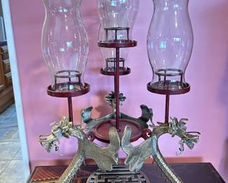 Unique Vintage Three Brass Dragon Candelabra, 16"W x 29"H, was $245, NOW $165