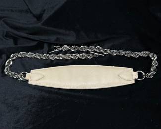 Leather & silver chain belt, 2 available, $25 each