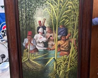 Maitland Smith large oil painting, "Explorers", 67"H x 47"W, was $445, NOW $250
