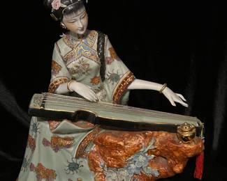 Ch'ing Dynasty Figure - Geisha with Lap Harp, 15"W x 7"D x 16"H, was $95, NOW $58