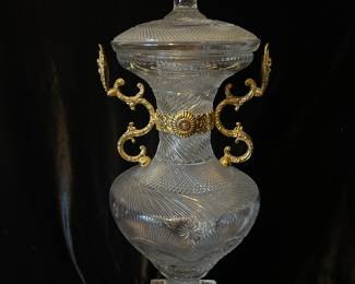 Huge Cut Crystal/glass Stunning Floor Urn/Amphora, 12"W x 27"H x 11"D, was $245, NOw $175