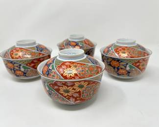 FSet of 4, Japanese Imari Arita Ware Rice Bowls w/Lids, was $78, NOW $40