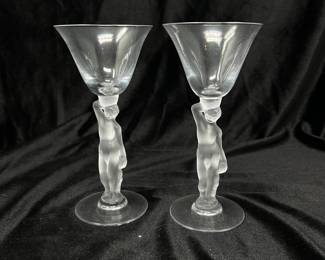 Set of 4 Vintage Bayel France Bacchus Nude Wine Glasses: $44