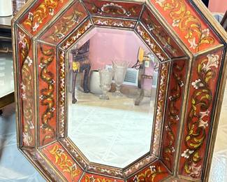 Water E Smithe Maroon Floral Mirror, 33"W x 42"W x 5"D, was $145, NOW $95