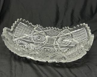 Antique Crystal Cut Glass Celery Bowl, 11x4x7, $14