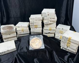 Vintage set of Presidential Inaugural 3 inch Bronze Medallions from George Washington to Richard Nixon, Mint Condition - all sealed in original packaging (2 available for Grover Cleveland), was $650, NOW $475
