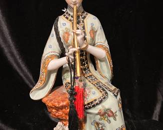 Large Ch'ing Dynasty Figure - Geisha with Flute 12"w x 5"D x 17"H, was $95, NOW $58