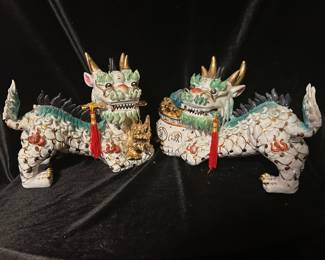 Pair of Vintage Handpainted Chinese Porcelain Dragons, 12"W x 7"H, was $145, NOW $85