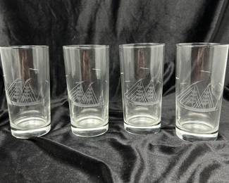 Set of 4, Badash Poland Hand-Cut Sailing Ship Tall Tom Collins / General Glasses, was $28, NOW $20