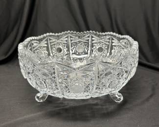 Large T.B. Clark & Co. American Crystal Cut Footed Bowl, 12 x5, $28