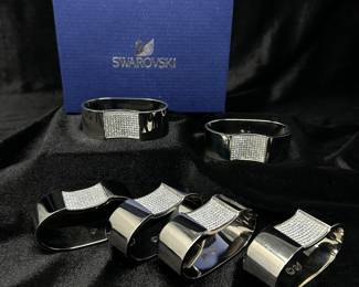 Set of 6 Swarovski Silver napkin rings crystalline Ambiray, was $145, NOW $99