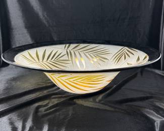 Stephen Correia Monumental Etched Palm, Leaf art Glass Bowl, Limited Edition, 5"H x 16"W, was $499, NOW $375