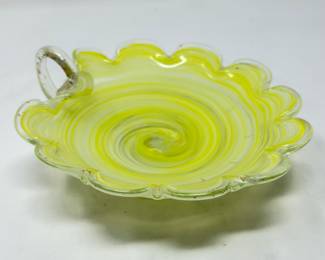 Vintage Swirl Canary Yellow Candy Dish, 7.25", was $16, NOW $12