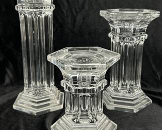 SET of 3, Glass Column Candle Holders, 5"H, 7"H, 9"H, was $44, NOW $30