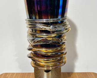 Murano Iridescent Swirl Vase Art Glass 7"W x 13"H, was $295, NOW $215