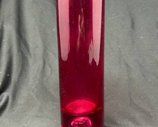 Vintage Ruby Red skinny vase, 2.75"W x 8"H, $28