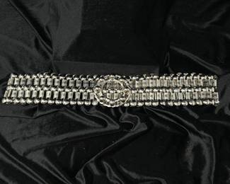 Vtg 1960's Wide silver Metal Belt, $95