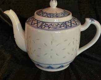Chinese Teapot w/Lid Rice Grain Pattern, 6.5"H, was $20, NOW $12