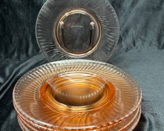 Set of 6 Pink Depression Glass Salad Plates, was $15, NOW $10