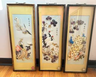 Four Panels (though only three are pictured)Mother of Pearl and Abalone Asian Wall Art, 9"W x 24"H, was $225, NOW $125