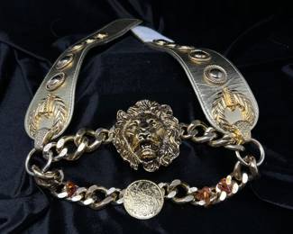 Gold heavy link chain Lion belt, $20