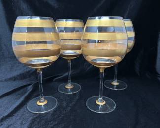 Set of 4 Marc Blackwell Gold striped wine glasses, was $95, NOW $50