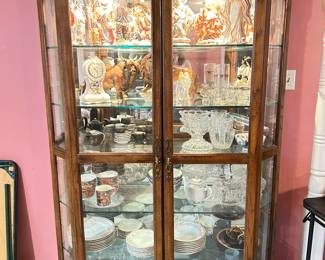 Glass Curio Cabinet w/thick glass shelves, 77"H x 51"W x 17.5"D, was $295, NOW $225