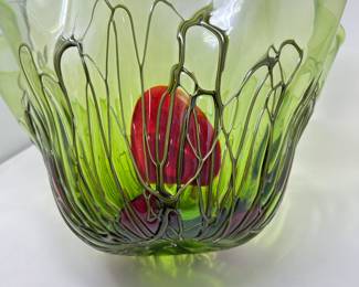 Additional view of Murano Blown Freeform Green Art Glass Centerpiece Bowl ~