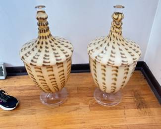 Additional view ~ Waterford Evolution Amber & Ocelot Lidded Vases~