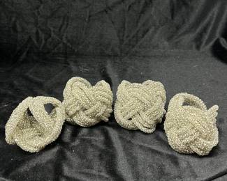 Set of 4 white beaded napkin rings, was $10, NOW $7